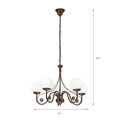 Brilagi - Suspension chaîne COTTAGE 5xG9/40W/230V marron/blanc
