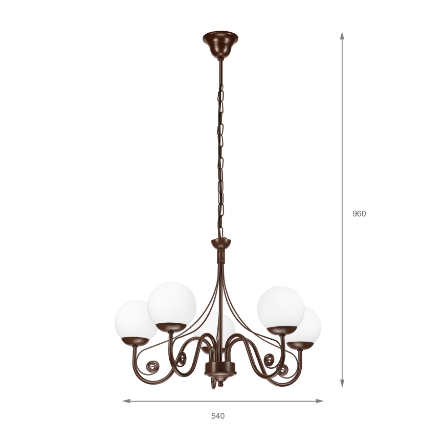 Brilagi - Suspension chaîne COTTAGE 5xG9/40W/230V marron/blanc