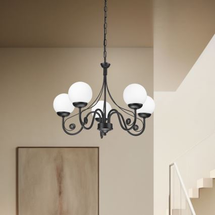 Brilagi - Suspension chaîne COTTAGE 5xG9/40W/230V noir/blanc