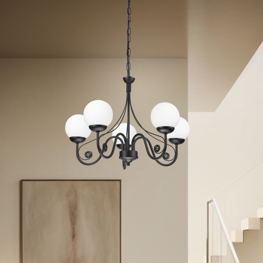 Brilagi - Suspension chaîne COTTAGE 5xG9/40W/230V noir/blanc
