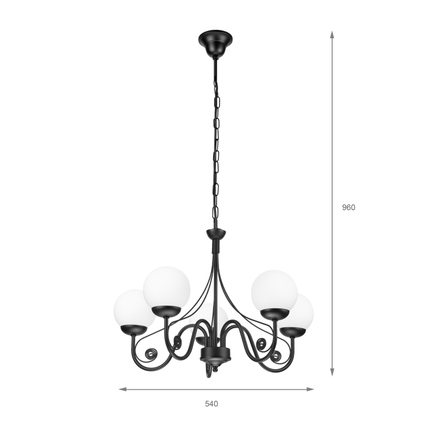Brilagi - Suspension chaîne COTTAGE 5xG9/40W/230V noir/blanc