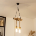 BRILAGI - Suspension chaîne KOS 2xE27/60W/230V hêtre