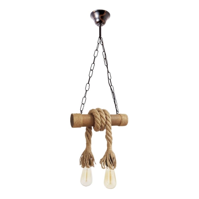 Brilagi - Suspension chaîne KOS 2xE27/60W/230V hêtre