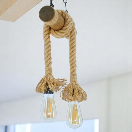 Brilagi - Suspension chaîne KOS 2xE27/60W/230V hêtre