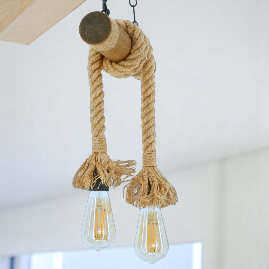 Brilagi - Suspension chaîne KOS 2xE27/60W/230V hêtre