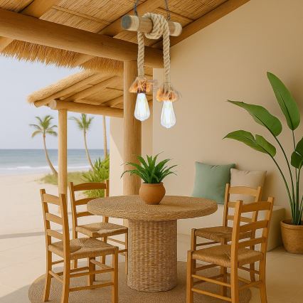 Brilagi - Suspension chaîne KOS 2xE27/60W/230V hêtre