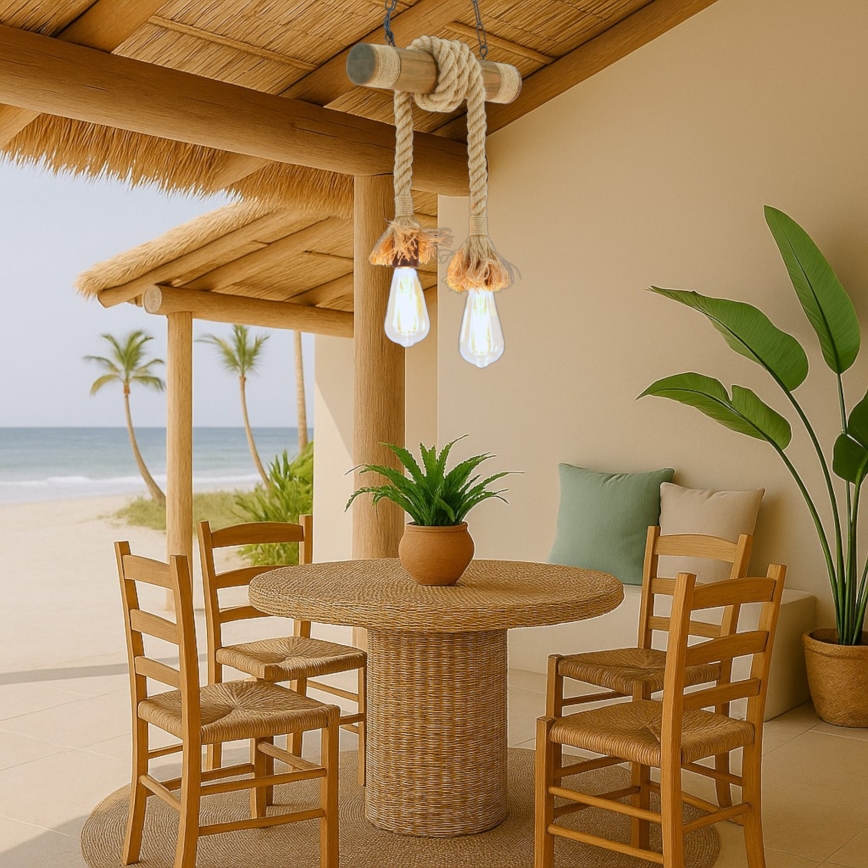 Brilagi - Suspension chaîne KOS 2xE27/60W/230V hêtre