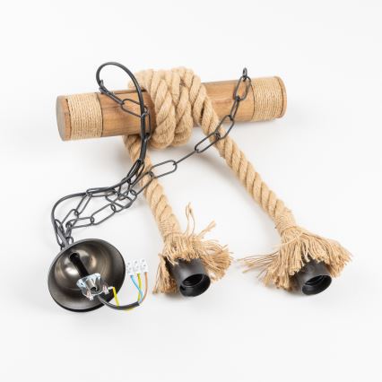 Brilagi - Suspension chaîne KOS 2xE27/60W/230V hêtre