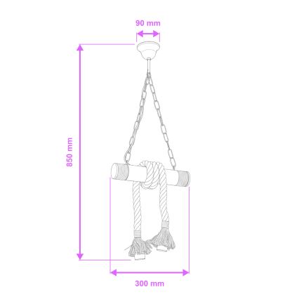 Brilagi - Suspension chaîne KOS 2xE27/60W/230V hêtre