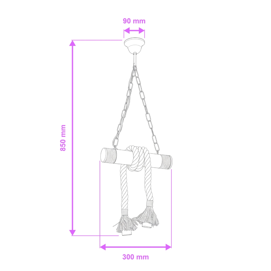 Brilagi - Suspension chaîne KOS 2xE27/60W/230V hêtre