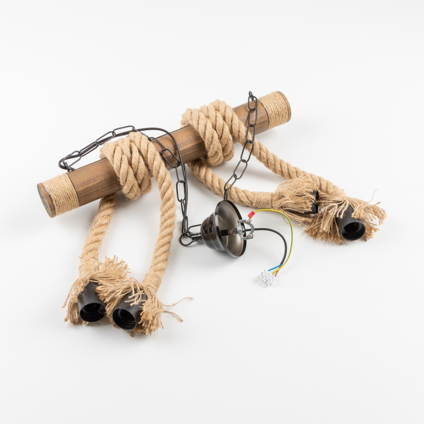 Brilagi - Suspension chaîne KOS 4xE27/60W/230V hêtre