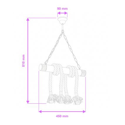 Brilagi - Suspension chaîne KOS 4xE27/60W/230V hêtre
