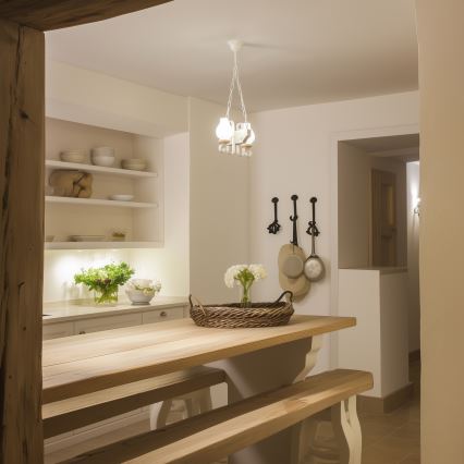 Brilagi - Suspension chaîne QUEEN 2xE14/40W/230V hêtre/crème