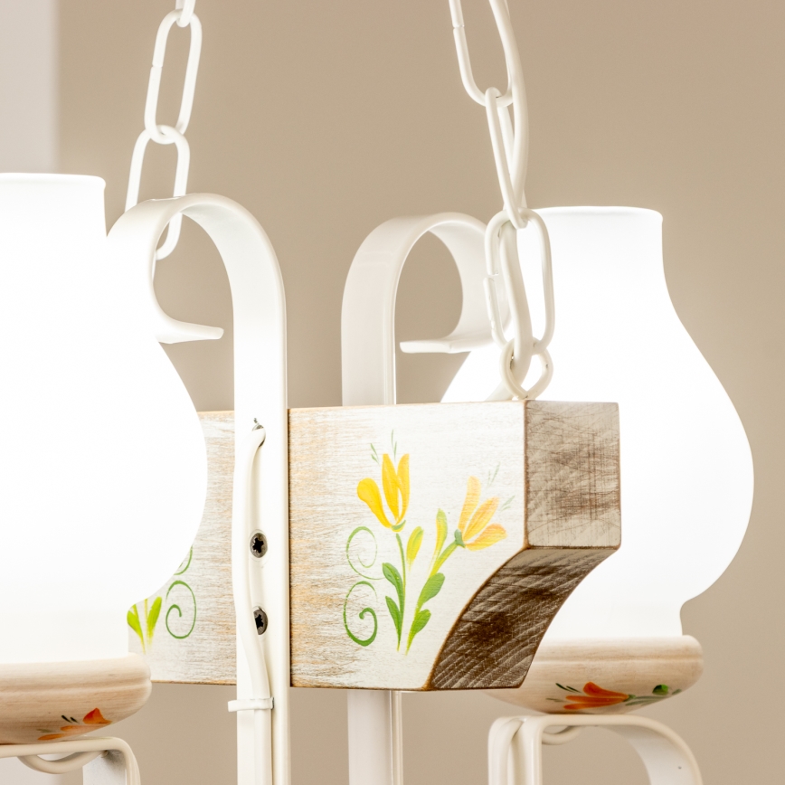 Brilagi - Suspension chaîne QUEEN 2xE14/40W/230V hêtre/crème