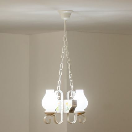 Brilagi - Suspension chaîne QUEEN 2xE14/40W/230V hêtre/crème