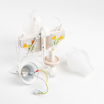 Brilagi - Suspension chaîne QUEEN 2xE14/40W/230V hêtre/crème