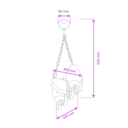 Brilagi - Suspension chaîne QUEEN 2xE14/40W/230V hêtre/crème