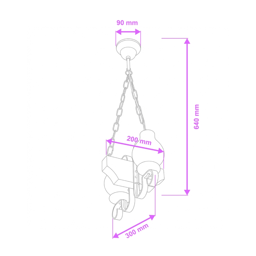Brilagi - Suspension chaîne QUEEN 2xE14/40W/230V hêtre/crème