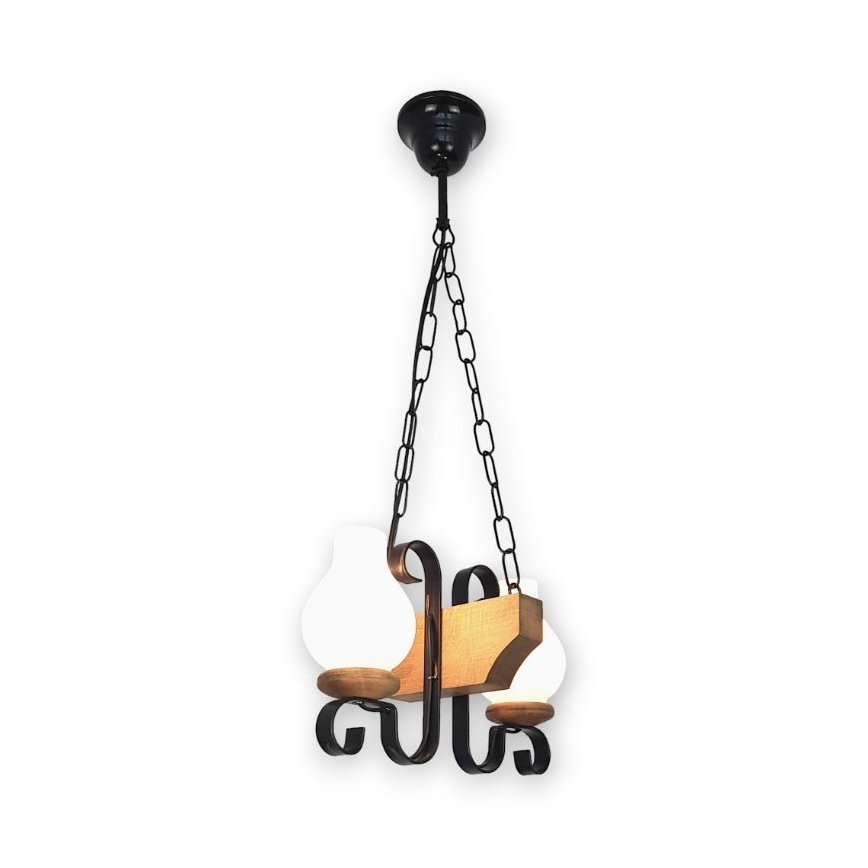 Brilagi - Suspension chaîne QUEEN 2xE14/40W/230V hêtre