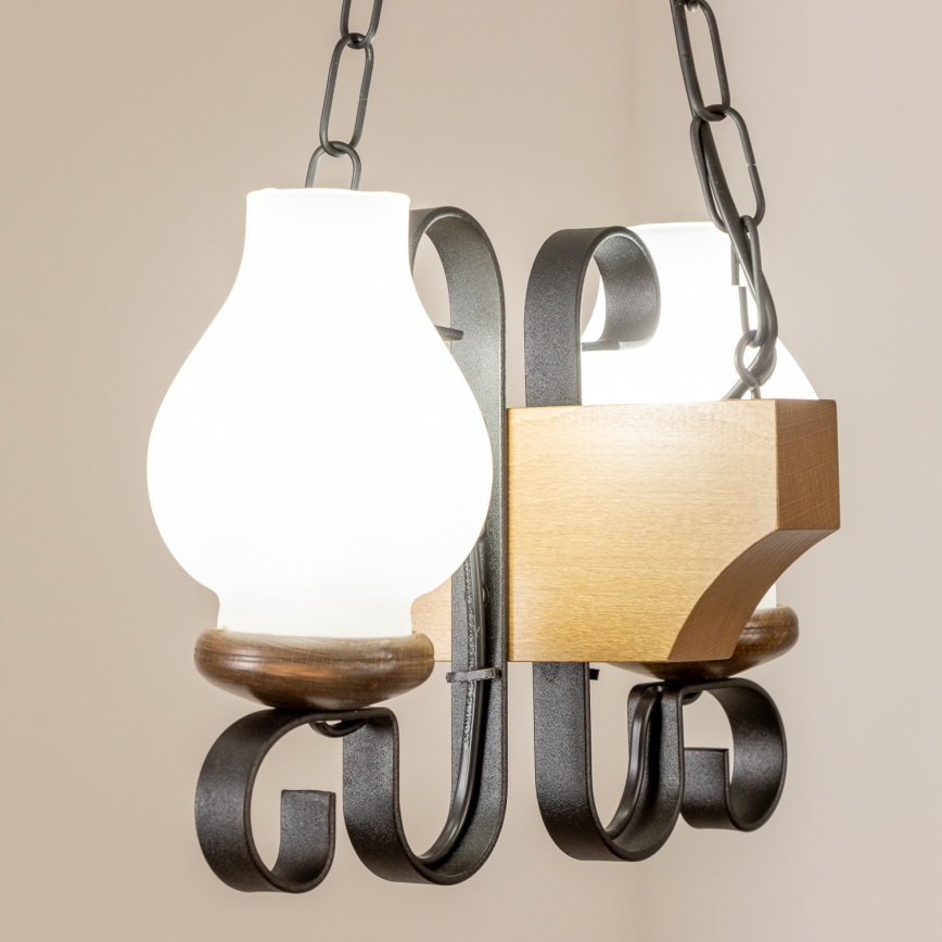 Brilagi - Suspension chaîne QUEEN 2xE14/40W/230V hêtre/noyer