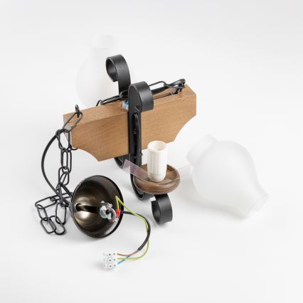 Brilagi - Suspension chaîne QUEEN 2xE14/40W/230V hêtre/noyer