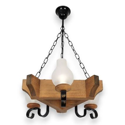 Brilagi - Suspension chaîne QUEEN 3xE14/40W/230V hêtre