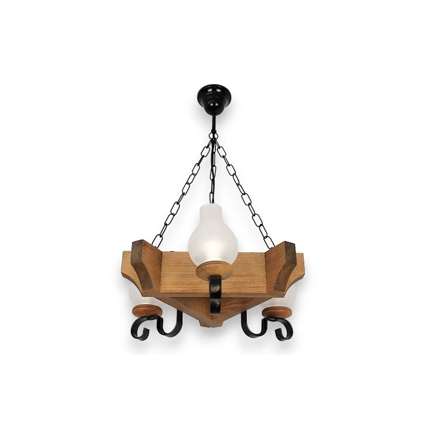 Brilagi - Suspension chaîne QUEEN 3xE14/40W/230V hêtre