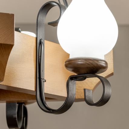 Brilagi - Suspension chaîne QUEEN 3xE14/40W/230V hêtre/noyer