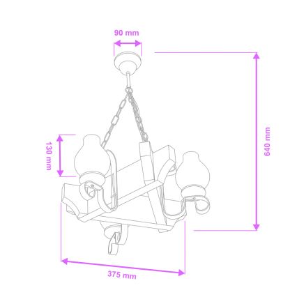 Brilagi - Suspension chaîne QUEEN 3xE14/40W/230V hêtre/noyer