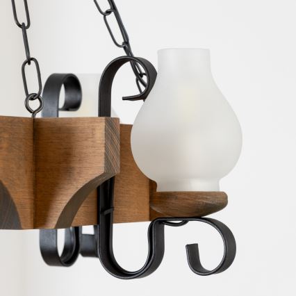 Brilagi - Suspension chaîne QUEEN 4xE14/40W/230V hêtre