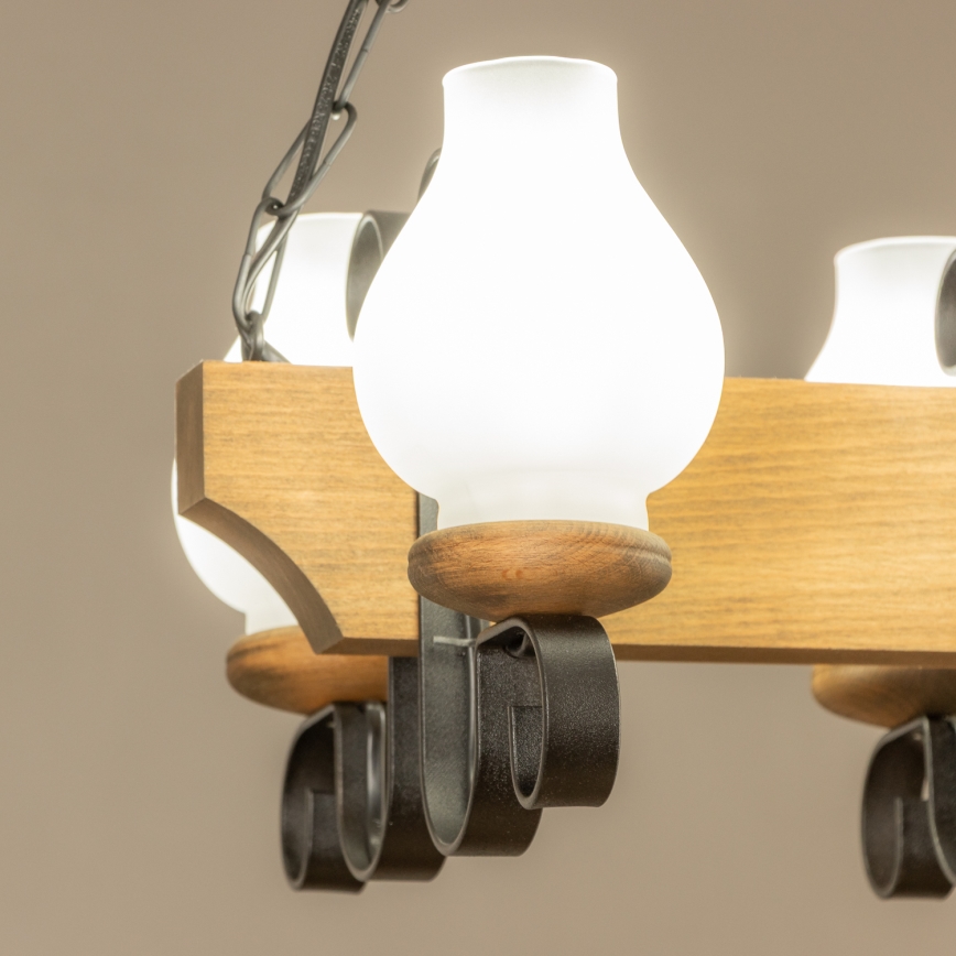 Brilagi - Suspension chaîne QUEEN 4xE14/40W/230V hêtre