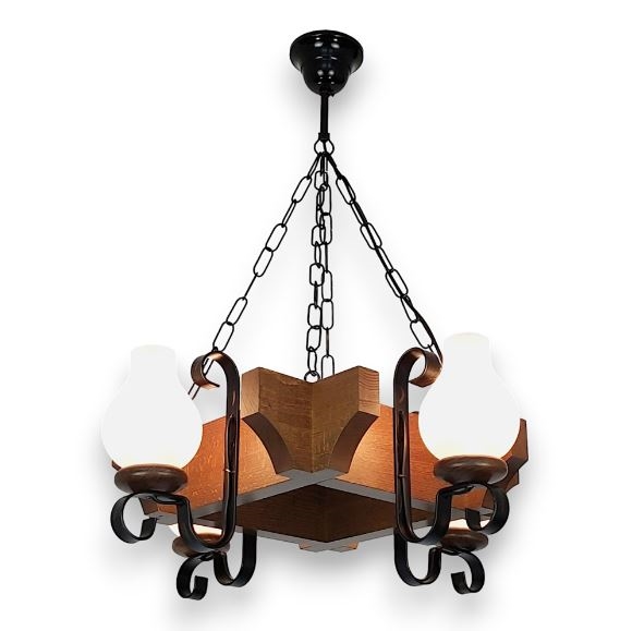 Brilagi - Suspension chaîne QUEEN 4xE14/40W/230V hêtre/noyer