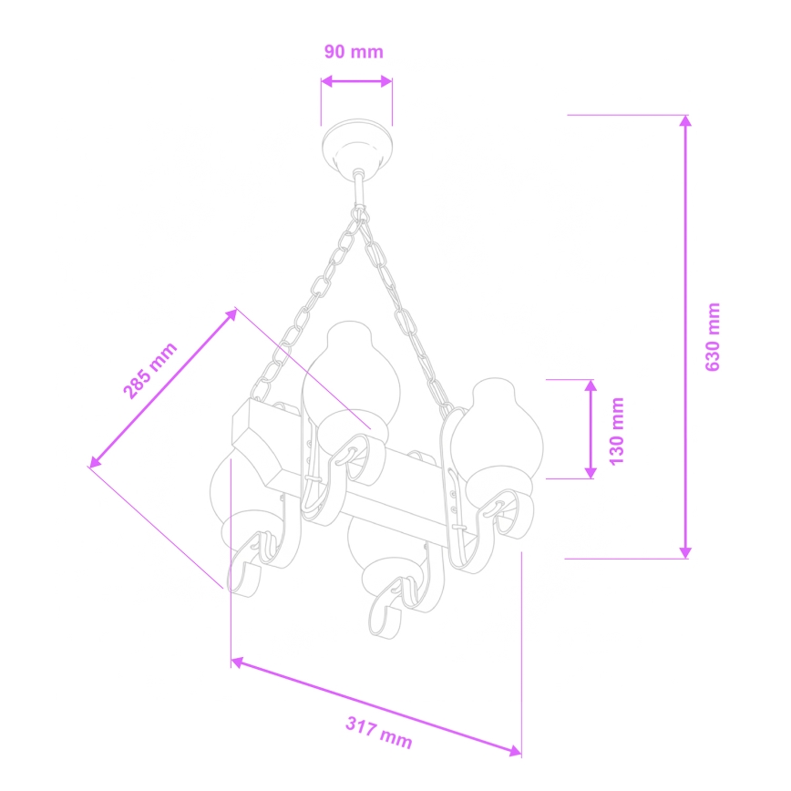 Brilagi - Suspension chaîne QUEEN 4xE14/40W/230V hêtre/noyer