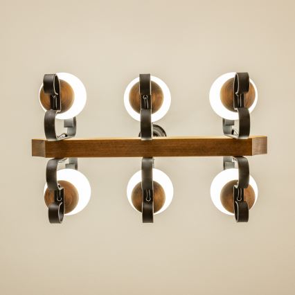 Brilagi - Suspension chaîne QUEEN 6xE14/40W/230V hêtre