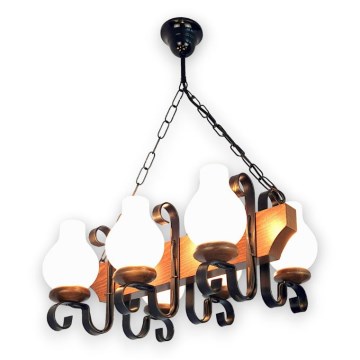 Brilagi - Suspension chaîne QUEEN 6xE14/40W/230V hêtre/noyer