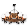 Brilagi - Suspension chaîne QUEEN 8xE14/40W/230V hêtre