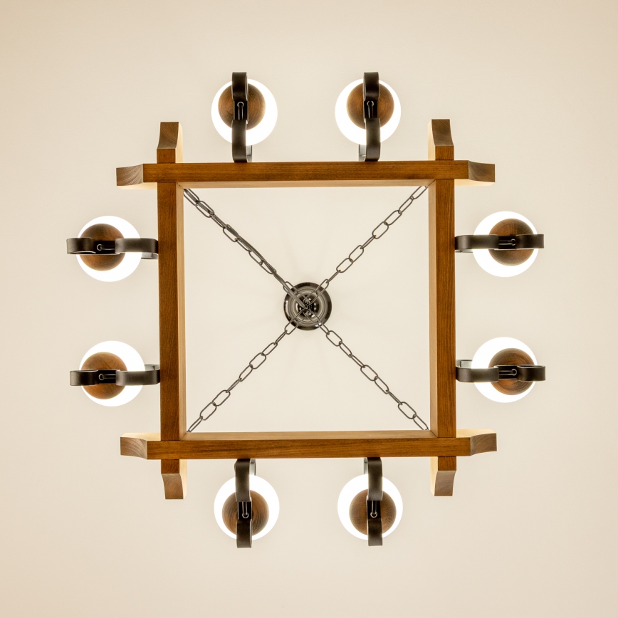 Brilagi - Suspension chaîne QUEEN 8xE14/40W/230V hêtre