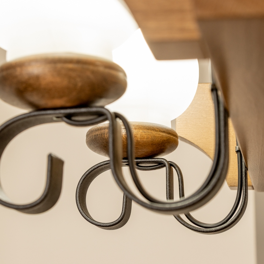 Brilagi - Suspension chaîne QUEEN 8xE14/40W/230V hêtre/noyer