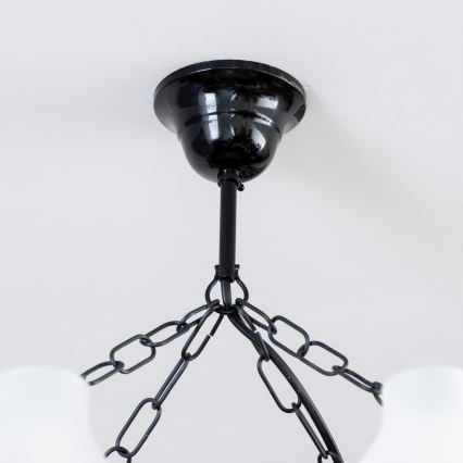 Brilagi - Suspension chaîne QUEEN 8xE14/40W/230V hêtre/noyer