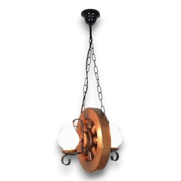 Brilagi - Suspension chaîne ROATA 2xE14/40W/230V hêtre/noyer