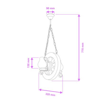 Brilagi - Suspension chaîne ROATA 2xE14/40W/230V hêtre/noyer