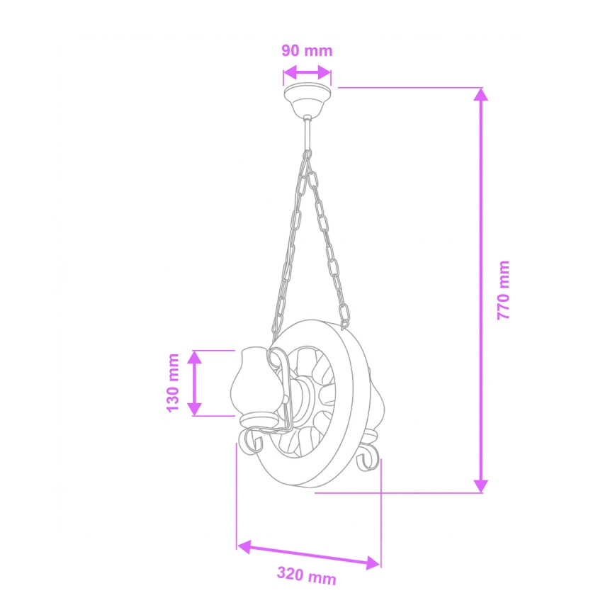 Brilagi - Suspension chaîne ROATA 2xE14/40W/230V hêtre/noyer