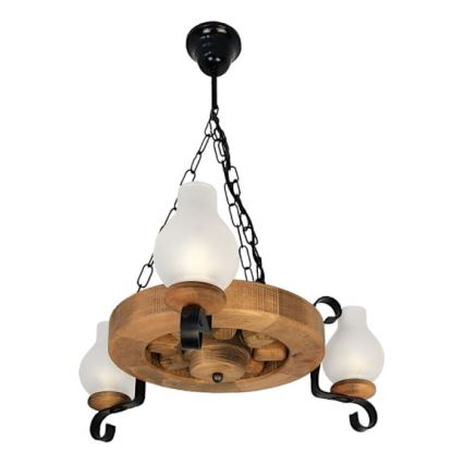 Brilagi - Suspension chaîne ROATA 3xE14/40W/230V hêtre