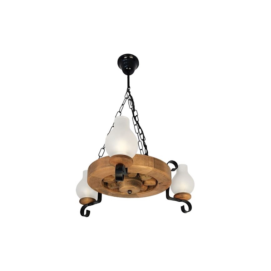 Brilagi - Suspension chaîne ROATA 3xE14/40W/230V hêtre