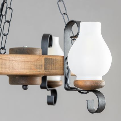 Brilagi - Suspension chaîne ROATA 3xE14/40W/230V hêtre