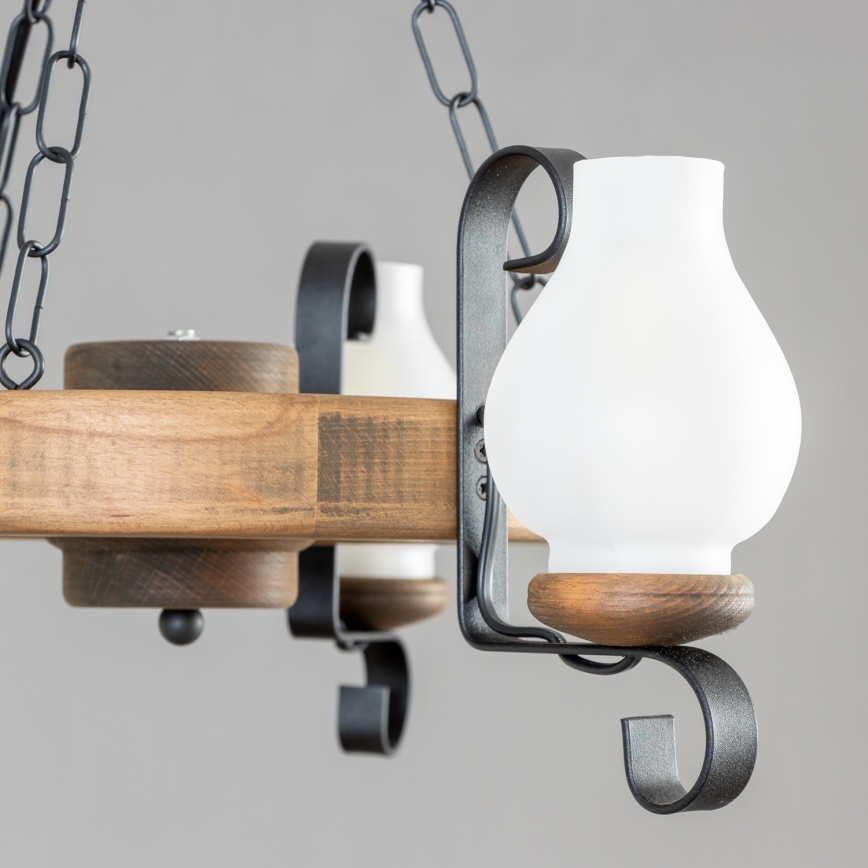 Brilagi - Suspension chaîne ROATA 3xE14/40W/230V hêtre