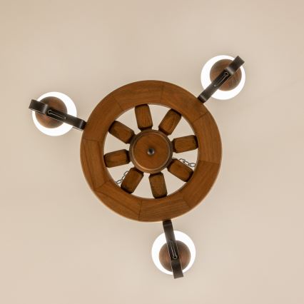 Brilagi - Suspension chaîne ROATA 3xE14/40W/230V hêtre