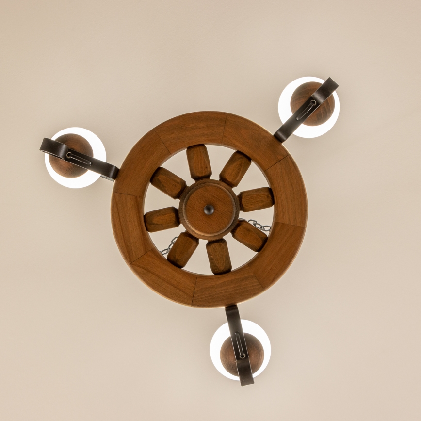 Brilagi - Suspension chaîne ROATA 3xE14/40W/230V hêtre