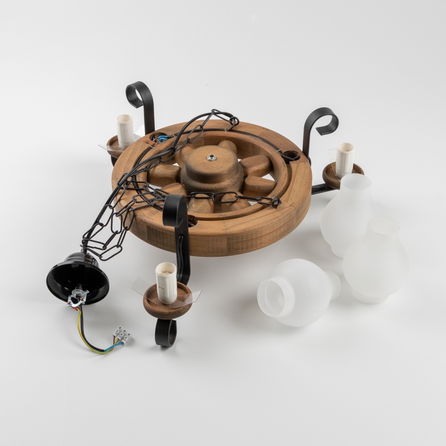 Brilagi - Suspension chaîne ROATA 3xE14/40W/230V hêtre