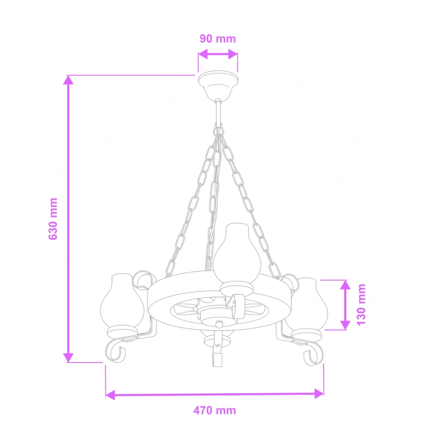 Brilagi - Suspension chaîne ROATA 3xE14/40W/230V hêtre